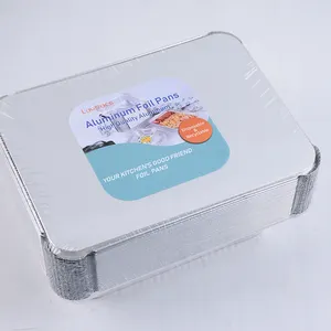 Rechteckige Lebensmittel verpackung Aluminium folien behälter Einweg-Aluminiumfolien-Kuchen formen Hotsale-Folien schalen mit klaren Deckeln