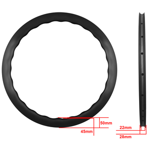 Juego de ruedas de bicicleta de carretera 700c-llanta de fibra de carbono 50-45mm, elevado por 24 agujeros, Cubo de freno de disco - Product Image 2