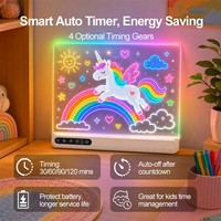 Tableau d'affichage lumineux en acrylique réinscriptible, tableau de dessin lumineux DIY pour enfants, lampe à messages avec 7 stylos colorés