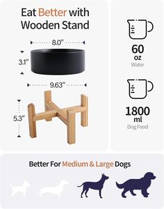 Bol pour animaux de compagnie noir mignon et moderne personnalisé Bols pour chien surélevés en bois de <span class=keywords><strong>porcelaine</strong></span> Bol pour chien en céramique et bois dégradés avec support - Product Image 2