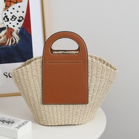 Sac fourre-tout en cuir véritable de style rétro français, forme de coquille, tissé, nouveau, grande capacité, panier à main polyvalent, doublure en nylon pour femmes