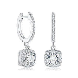 Women's Romantic Ball Shape Hoop <b>Earrings</b> 14k White Gold & Sterling <b>Silver</b> Plated White Garnet Stone for <b>Wedding</b> Anniversary - Product Image 1