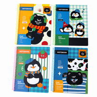 Carnet spirale A4 motif chat noir mignon, 120 feuilles, papier ligné et quadrillé détachable, fournitures scolaires en gros