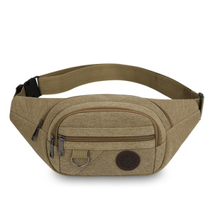 Canvas Waist Bag For Men Brown Khaki Army Green Black Simple Casual Outdoor Chest Crossbody Shoulder Bag Breathable Wear - Product Image 5