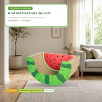 Tempat Tidur Kucing dari Karton Berbentuk Lengkung dengan Motif Semangka dan Jeruk untuk Kucing Indoor, Pasokan Pabrik Grosir