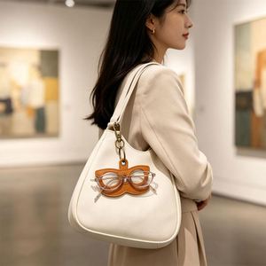 PU Leather Moustache Shape Sunglasses Holder <b>Keychain</b> for Travel Portable Eyeglasses <b>Glasses</b> <b>Keychain</b> Cute Promotional - Product Image 2