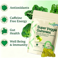 Gummies Super Greens Personnalisées OEM avec Probiotiques pour la Santé Intestinale et le Soutien Immunitaire, Supplément Super Alimentaire Antioxydant à base de Spiruline et Chlorelle