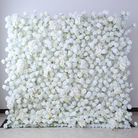 Vente en gros Tissu de haute qualité enroulable dos fleur blanche mur pour décorations de mariage