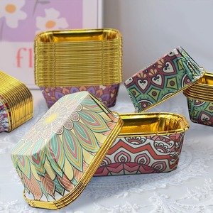 Nouveaux gobelets à <span class=keywords><strong>pâtisserie</strong></span> rectangulaires jetables à motif du Moyen-Orient, à bord doré, style arabe, compatibles micro-ondes - Product Image 5