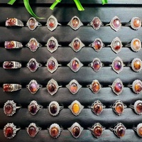 Bague ovale en argent 925 Auralite 23 sculptée à la main, bijoux en cristal naturel, bagues ajustables en pierres précieuses pour la décoration quotidienne ou comme cadeau