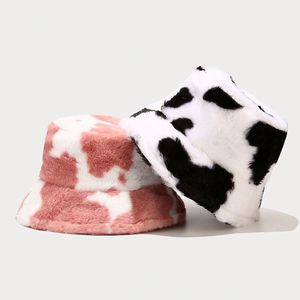 Wholesale New Hot Sale Dairy Cow Fur <b>Hats</b> Warm Soft Outdoor Fisherman Cap Winter Leopard Print Plush Furry Bucket <b>Hat</b> - Product Image 1