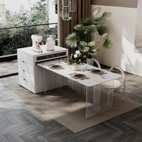 Modernes nordisches Esstisch set Acryl Holz Travertin & Schiefer ausziehbare Küchen insel für Wohn möbel