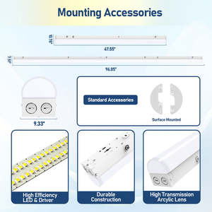 Bande lumineuse LED linéaire SMD2835 5200LM 4FT 40W 32W 24W à distribution de lumière sélectionnable, tension d'entrée AC120-277V, en acier inoxydable PC - Product Image 5