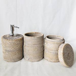 ชุดของตกแต่งบ้านหวายสานด้วยมือสไตล์วินเทจโบราณสำหรับห้องน้ำ - Product Image 2