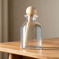 Nouvelle Arrivée 2026 – Bouteilles en Verre Cylindriques Vides Transparentes de 100 ml Couleur Thé avec Bouchon Bille en Bois pour Diffuseur de Parfum d'Ambiance