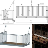 Système de balcon préfabriqué, balustrade, main courante, garde-corps en aluminium, design contemporain, revêtement noir en poudre, grille de qualité supérieure