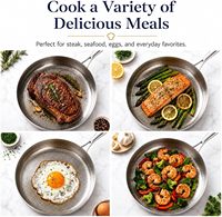 Peralatan Masak Titanium Food Grade Anti Lengket dengan Tutup 12 Inci, Wajan Penggorengan dan Pemanggang Anti Racun, Pemanasan Merata, Titanium Hammered Pro Pan