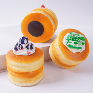 Simulated fruit honey crepe cake quick <b>rebound</b> squeeze decompression toy fake cake home decoration refrigerator magnet - Product Image 4