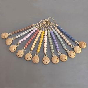 Beech Wood Clip Pacifier Chain New Anti-Drop <b>Silicone</b> <b>Beads</b> Soothing Baby Product - Product Image 2