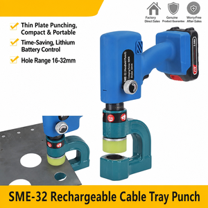 Ouvre-trou pour cheminée de câbles SME-32, portable, rechargeable, pour plaque mince, boîte électrique, acier inoxydable, poinçonnage et perçage hydrauliques - Product Image 6