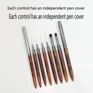 Pinceau à liner pour nail art, manche en bois, poils plats en nylon, logo personnalisé, professionnel, pour salon de manucure, dessin et peinture des ongles - Product Image 6