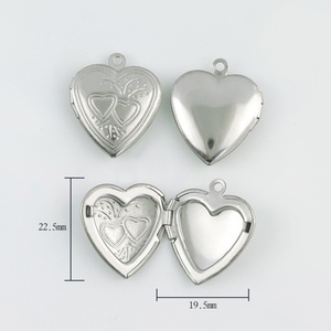 Custom <b>Heart</b> Locket Pendant Stainless Steel Flowers Round Picture Box Fashion Jewelry Locket Pendants - Product Image 2