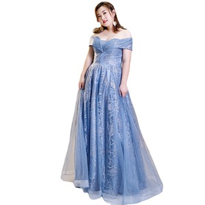Blue Off-Shoulder Evening Gown A-Line Chiffon Empire Waist Lake Blue Elegant For Banquets And Events - Product Image 5