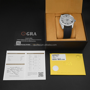 Montre mécanique de luxe en moissanite, boîtier en acier inoxydable, <span class=keywords><strong>cadran</strong></span> en cristal saphir, résistance à l'eau 5 BAR, bracelet en caoutchouc <span class=keywords><strong>noir</strong></span>, largeur 21 mm - Product Image 4