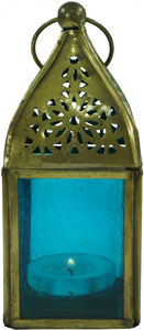 Lanterne en verre, lanterne, photophore en laiton en 6 couleurs bougeoir marocain bougeoir marocain hexagonal - Product Image 2
