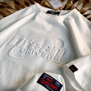 เสื้อยืดพิมพ์ลายนูนโลโก้แบบกำหนดเอง เสื้อยืดผู้ชายผ้าฝ้ายออร์แกนิคทรงโอเวอร์ไซส์ ลายกราฟิกแบบกำหนดเอง เสื้อยืดผู้ชายแบบนูน 3 มิติ - Product Image 1