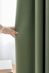Suministro de fábrica, estilo moderno, poliéster, lino, Color verde, cortinas opacas altas, tela para sala de estar, Hotel, dormitorio, ventanas - Product Image 2