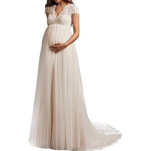 Order Online White Lace Maternity Dress Pearl Beading & Appliques |  Alibaba.com