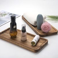 Plateau de service rectangulaire en bois d'acacia, écologique, durable et de petite taille, pour les fêtes, plats et assiettes en bois personnalisables