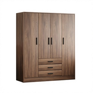 Armoire <span class=keywords><strong>coulissante</strong></span> pliable en bois massif moderne, <span class=keywords><strong>meuble</strong></span> de rangement pour chambre à coucher avec 5 étagères, économique - Product Image 2