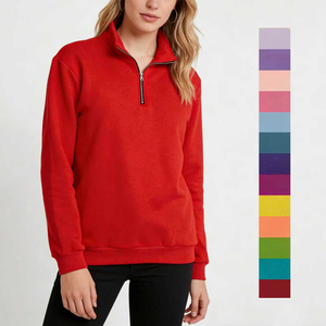 Sweat-shirts à col montant zippé 1/4 en coton et polyester pour femme, personnalisables, à manches longues, vierges, en molleton, pour commande en gros - Product Image 1