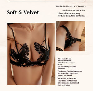 Venta al por mayor de encaje de la mariposa de lencería sexy de las mujeres Tanga Ultra Delgado transparente sexy conjunto de lencería - Product Image 6