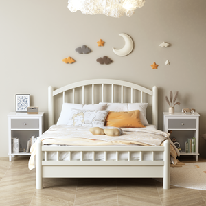 Mesita de noche de madera con un cajón y un estante, color gris, para niños y adultos - Product Image 5