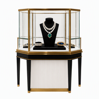 Maßgefertigte Metall-Glas-Vitrine mit Massivholz für Schmuck, LED-Beleuchtung, Umweltfreundlich, Langlebig, Großhandel