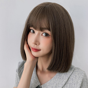 วิกผมสั้นผู้หญิง ทรงบ๊อบสไตล์<span class=keywords><strong>เกาหลี</strong></span> น่ารัก มีหน้าม้าแบบการ์ตูน ผมยาวประบ่า วิกผมเต็มศีรษะ ทรงบ๊อบ ใช้เส้นใยทนความร้อนสูง - Product Image 4