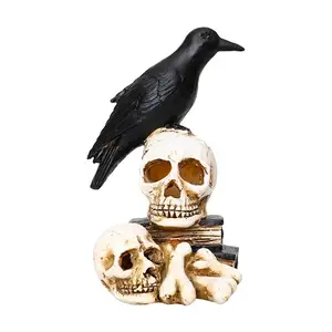 Halloween Dekor Hot Sell Günstige 3D Crow Resin Schädel Led Lampe Festival Home Decor Kreative Scary Halloween Garten Dekoration