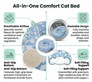 Weihnachts-Katzentunnel-Bett Weiches Waschbares Haustier-Schlafkissen Atmungsaktives Indoor-Katzennest für Kätzchen Kleine Haustiere Winternutzung - Product Image 5