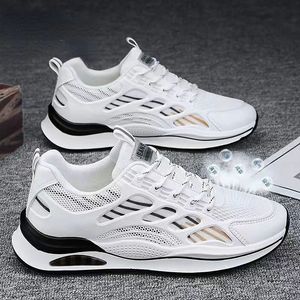 Chaussures de sport décontractées d'été pour hommes, respirantes en maille, polyvalentes, blanches, à semelle épaisse, à lacets, tendance - Product Image 3
