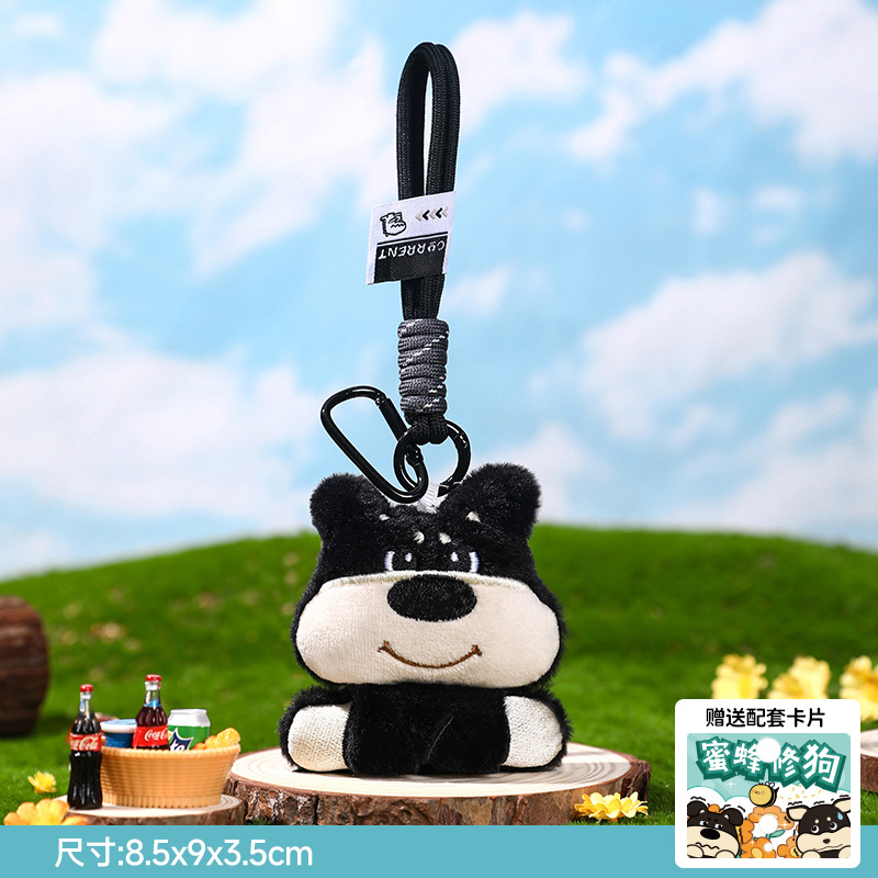 Perro pequeño negro de cuatro ojos estilo cuerda - cachorro feliz