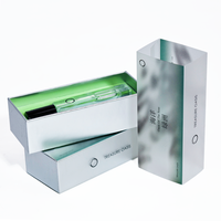 Boîte cadeau en papier métallisé argenté avec insert en velours, emballage cosmétique personnalisé imprimé pour flacon de parfum