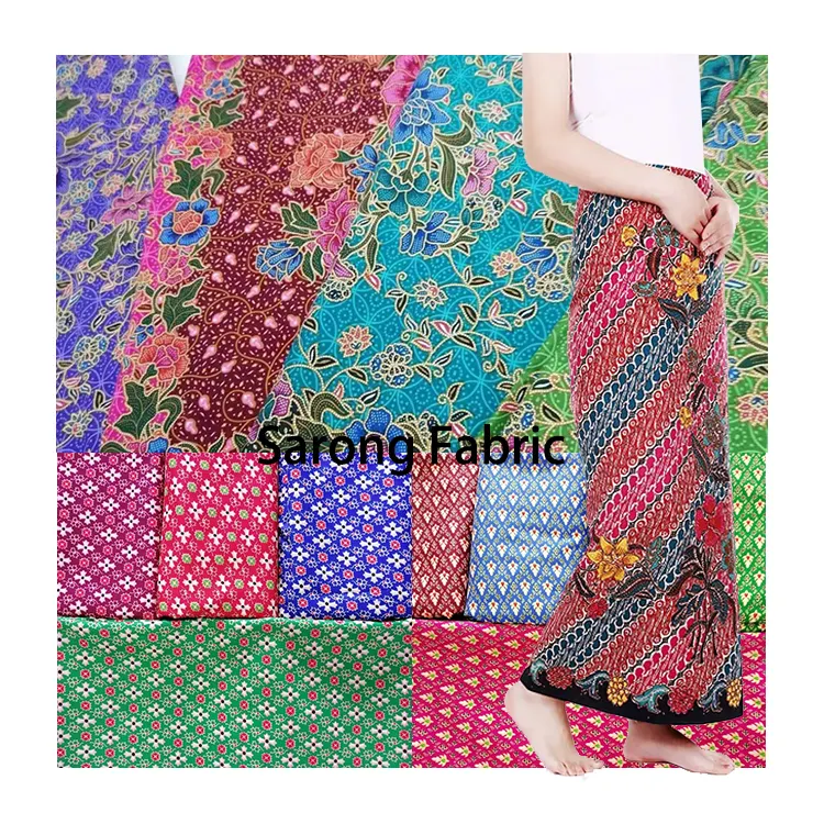 Prix bon marché doux microfibre polyester fleur imprimé thaï indonésien sarong batik tissu en gros