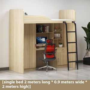 Прочная Экологически чистая Современная дизайнерская металлическая двухъярусная кровать, односпальная верхняя кровать, нижний стол, спальная квартира, отель, Школьное офисное здание - Product Image 6