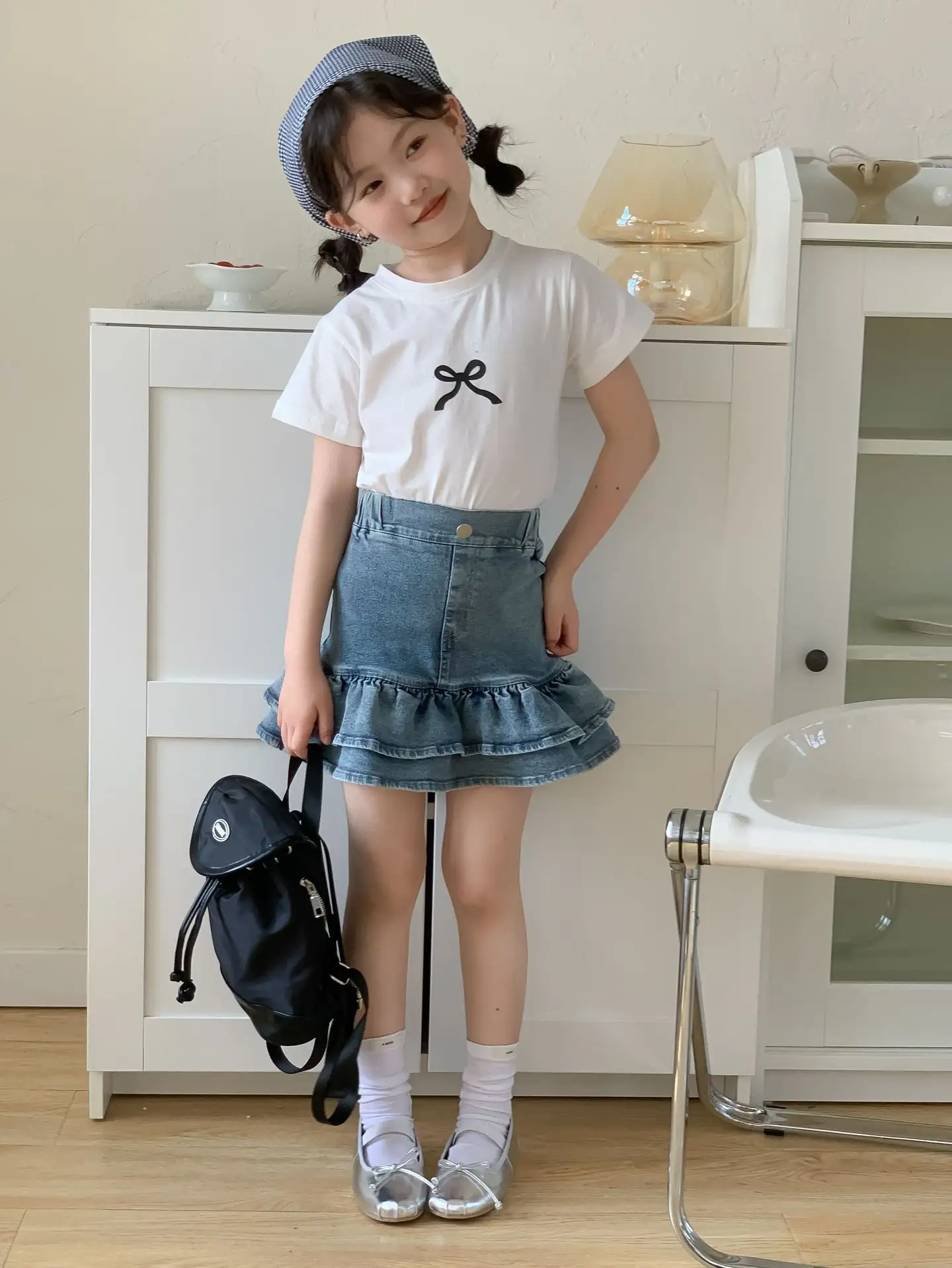 Bufa textile garment manufactured OEM Korean style children's wear 2024 summer girls denim short skirt