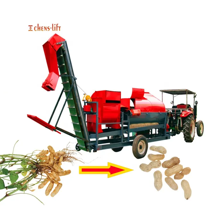 Four wheel tractor traction peanut picker can work while moving 380v22kw electric peanut picker automatically loads woven bags