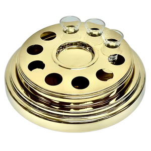 Service vaiselle de Communion, assiette à pain en acier inoxydable doré - Product Image 1