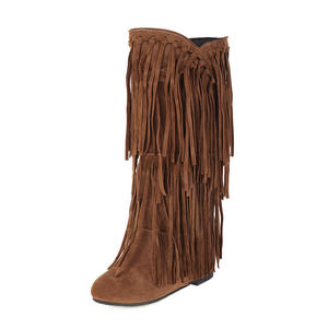Botte de cowgirl personnalisée à la mode automne hiver chaussures pour femmes bottes western en daim à talons hauts <span class=keywords><strong>grande</strong></span> <span class=keywords><strong>taille</strong></span> <span class=keywords><strong>48</strong></span> - Product Image 2